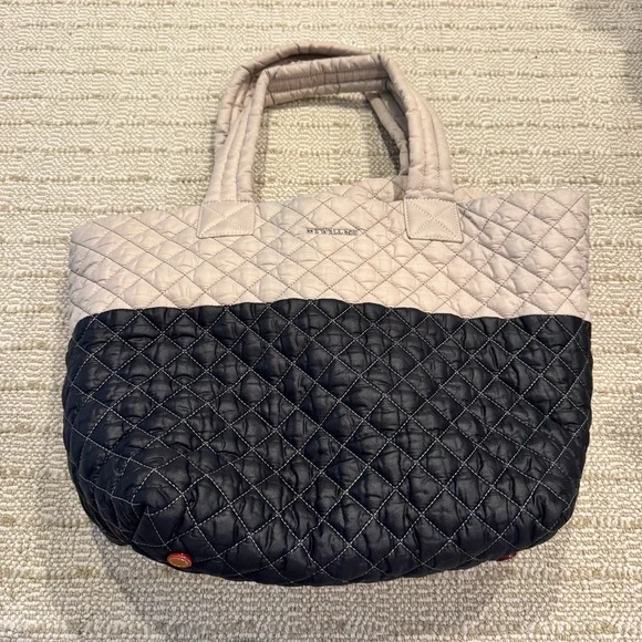 MZ Wallace Quilted Cream and Black Metro Tote Bag - Picture 3 of 8